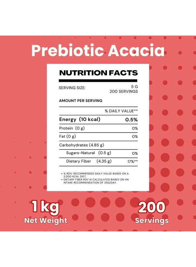 Gutbasket Acacia Powder Prebiotic (1 kg) - Prebiotic Fiber Supplement for Digestive Health & Gut Wellness - Vegan, Gluten-Free, Non-GMO - Nourishes Gut Microbiome, Easy on Your Gut - Image 4