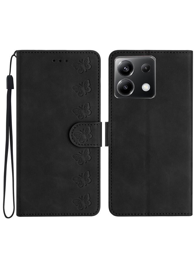 The Bros Case For Xiaomi Poco X6 Seven Butterflies Embossed Leather Phone Case