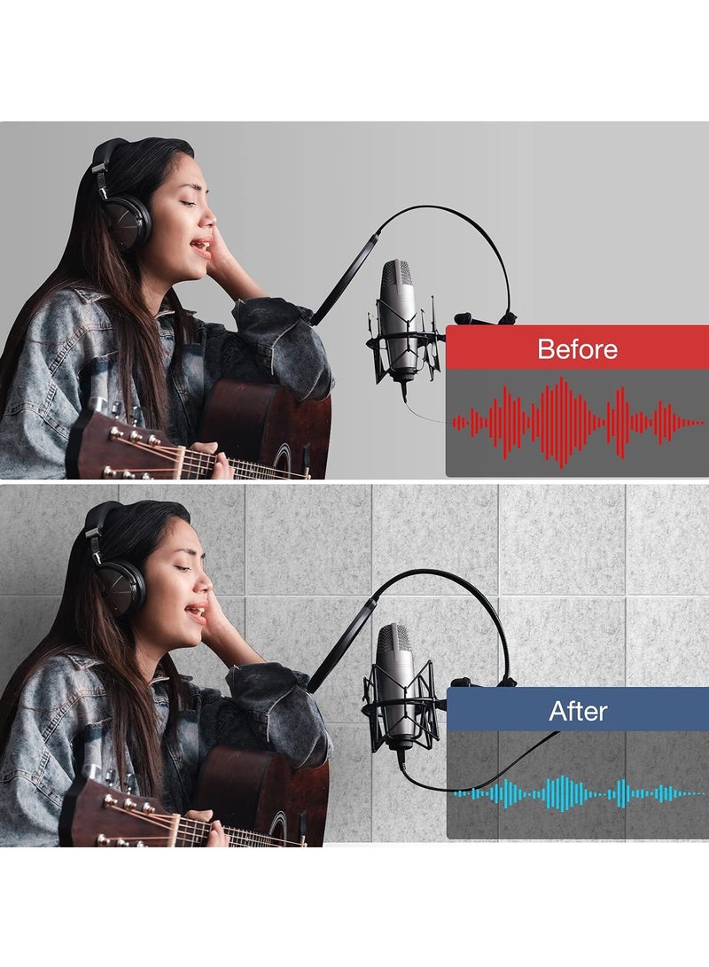 TodyJeyHo 12 Pack Self-Adhesive Acoustic Panels, 12" X 12" X 0.4" High-Density Polyester Sound Proof Foam Panels for Walls, Soundproof Wall Panels for Home & Office (Sliver Gray) - Image 5