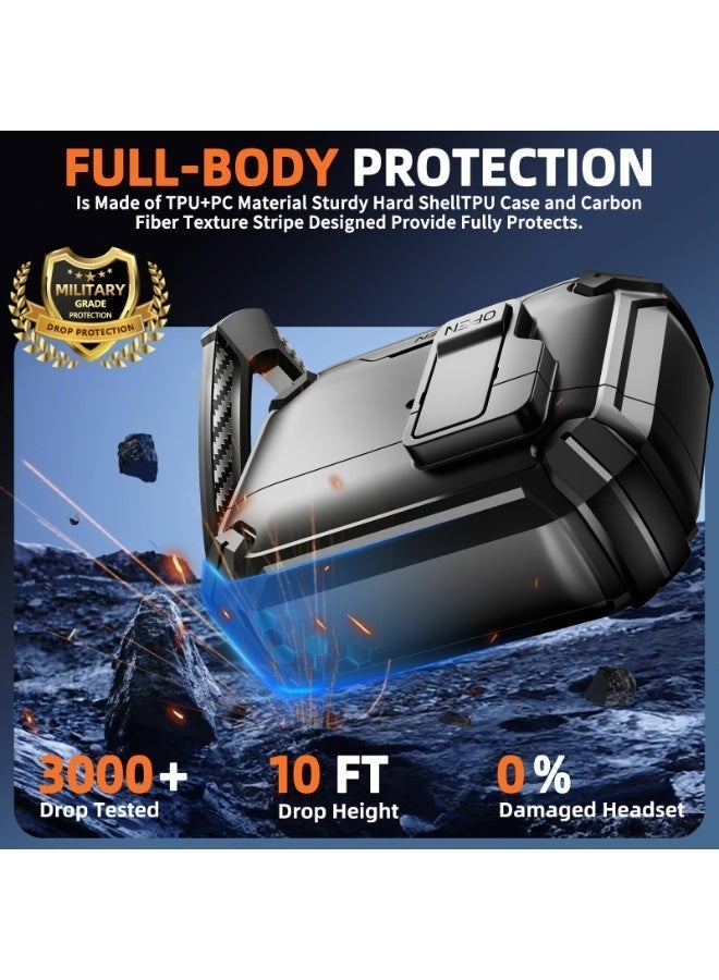 حافظة AirPods Pro 3 (2025) مع حامل هاتف، متوافقة مع Magsafe، غطاء قفل مغناطيسي تلقائي لـ AirPods Pro الجيل الثالث، أسود - Image 2