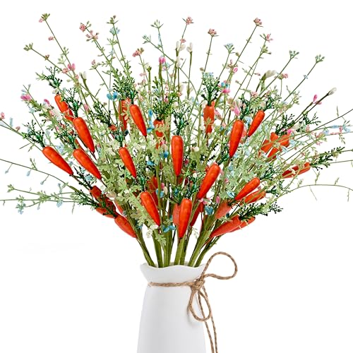 MAINGKAUNG Easter Decorations 12 PCS Artificial Easter Stems with Carrots and Colorful Berries Easter Picks Berry Stems for Living Room Centerpieces Home Vase Decor and Easter Celebrations - Image 1