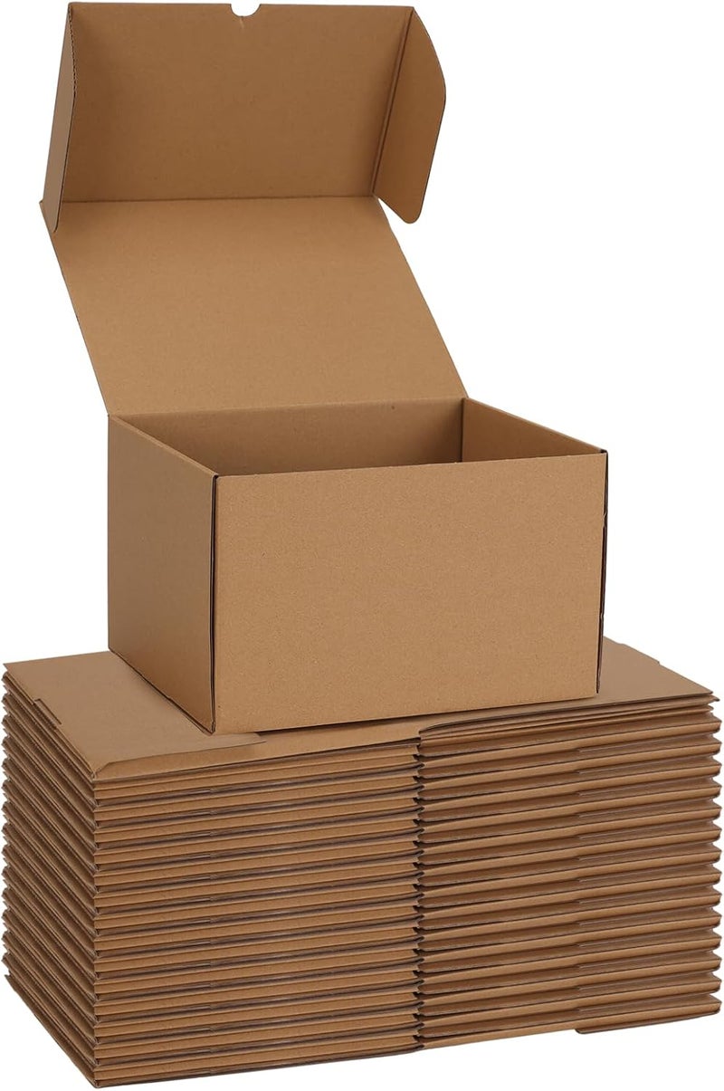 CRUGLA صناديق شحن CRUGLA مقاس 10x8x6، 15 قطعة صناديق بريدية قابلة للطي من الكرافت البني، صناديق كرتون مضلع 3 طبقات لتغليف الأعمال الصغيرة، البريد والتخزين - Image 1