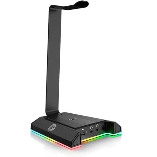 EKSA RGB Headset Stand, Headphone Stands with 7.1 Surround Sound & USB/3.5mm Port, Desk Gaming Headsets Holder with Aluminum Alloy Rod & Non-Slip Rubber Pad, Suitable for Most Gamer Desktop Earphones - Image 1