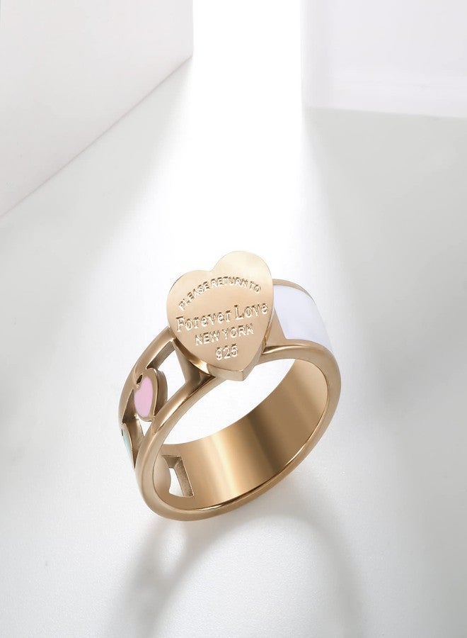 JINHUI Silver Ring Band for Women, Forever Love Ring Engraved, Dainty Graduation Jewelry (Rosegold, 7) - Image 4