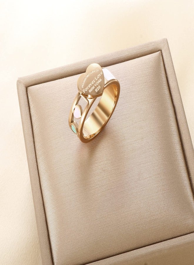 JINHUI Silver Ring Band for Women, Forever Love Ring Engraved, Dainty Graduation Jewelry (Rosegold, 7) - Image 3