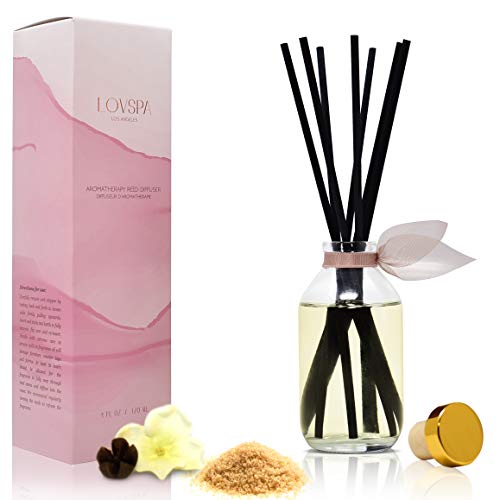 LOVSPA Reed Diffuser Set, Warm Vanilla Sugar Scented Oil Diffuser with Sticks, Home Fragrance Accessories for Bathroom Shelf Decor, Aroma Diffusers for Home or Office Fall Decor, USA Made - Image 1