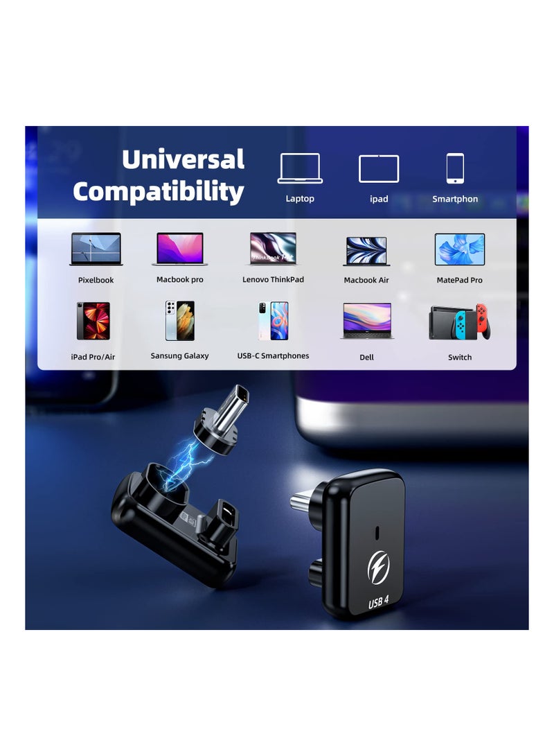 Zikra 2PCS USB C Magnetic Adapter, 180 Degree Magnetic USB C Adapter USB4 Magnetic Adapter 24 Pins 40Gbps 8K 60Hz Adapter for Thunderbolt 3/4, MacBook Pro/Air, Swtich and More Type C Devices - Image 2