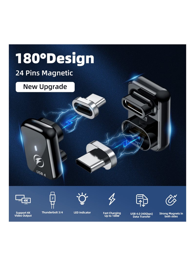 Zikra 2PCS USB C Magnetic Adapter, 180 Degree Magnetic USB C Adapter USB4 Magnetic Adapter 24 Pins 40Gbps 8K 60Hz Adapter for Thunderbolt 3/4, MacBook Pro/Air, Swtich and More Type C Devices - Image 5