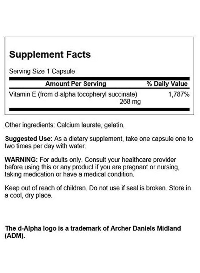 Swanson Natural Dry Vitamin E 400 Iu (180.2 Milligrams) 100 Capsules (2 Pack) - Image 2