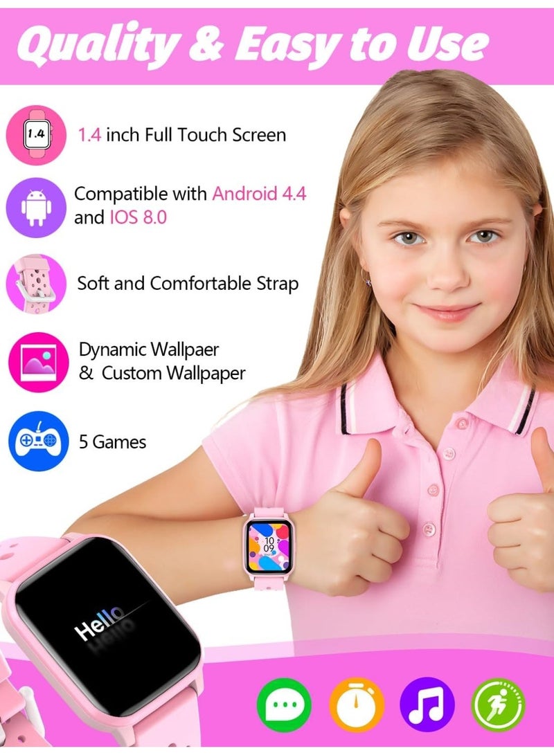 Kids Smart Watch with Sleep Mode, 20 Sports Modes, 5 Games, and Pedometer - Fun Birthday Gift for 4-16 Year-Olds (Pink) - Image 4