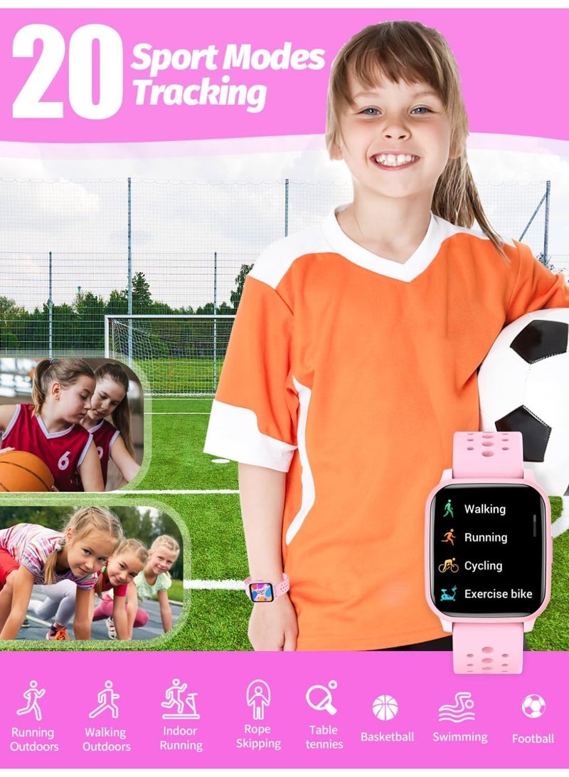 Kids Smart Watch with Sleep Mode, 20 Sports Modes, 5 Games, and Pedometer - Fun Birthday Gift for 4-16 Year-Olds (Pink) - Image 5