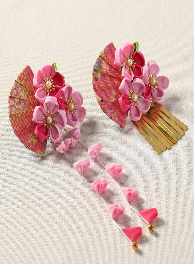 CAMDOM 2Pcs Womens Japanese Kimono Flower Hair Clips Tassel Hair Hairpins Traditional Kanzashi Hair Accessories Set - Image 5