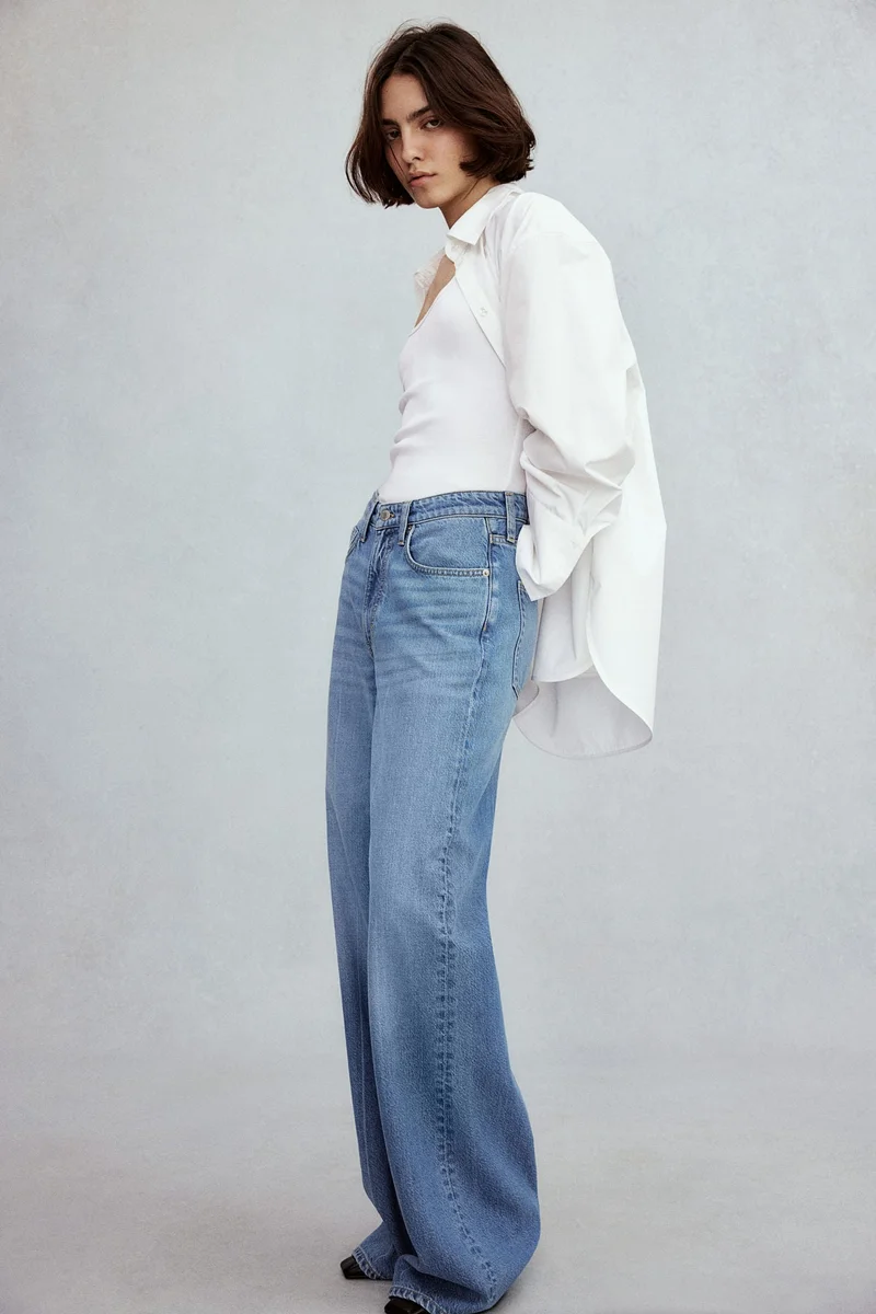 H&M Feather Soft Super Wide Ultra High Jeans