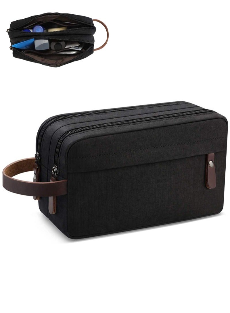 Toiletry Bag, Mini Travel Bag Two Compartments and Waterproof, Portable Storage Bag for Men and Women (Black) - Image 1