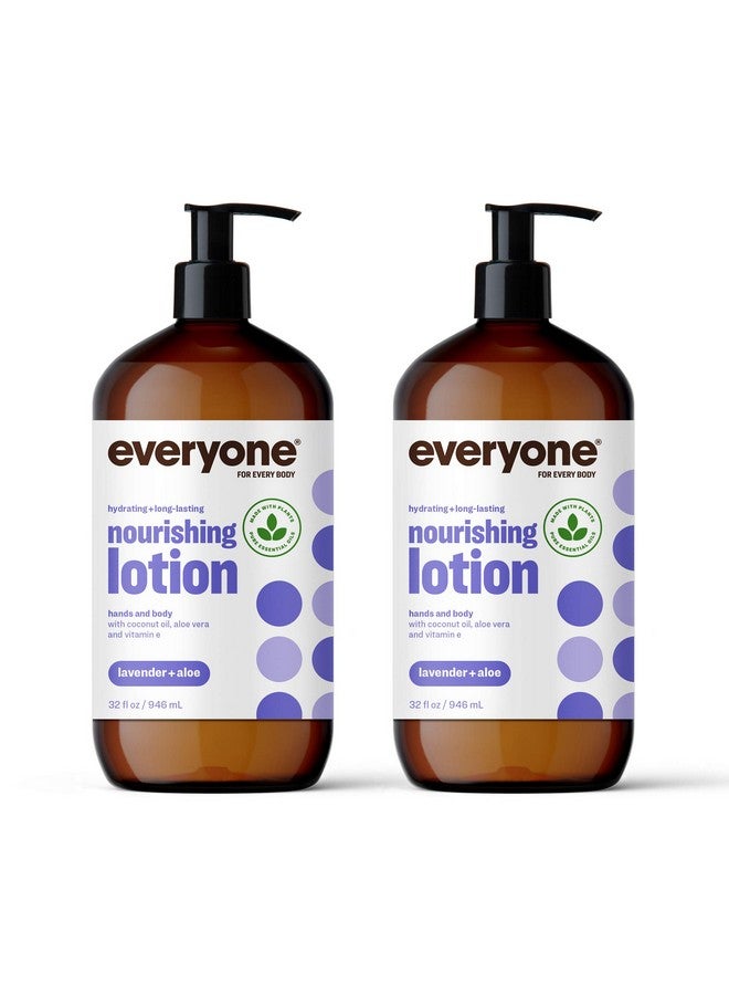 Everyone Veryone Nourishing Hand And Body Lotion 32 Ounce (Pack Of 2) Lavender And Aloe Plantbased Lotion With Pure Essential Oils Coconut Oil Aloe Vera And Vitamin E - Image 1