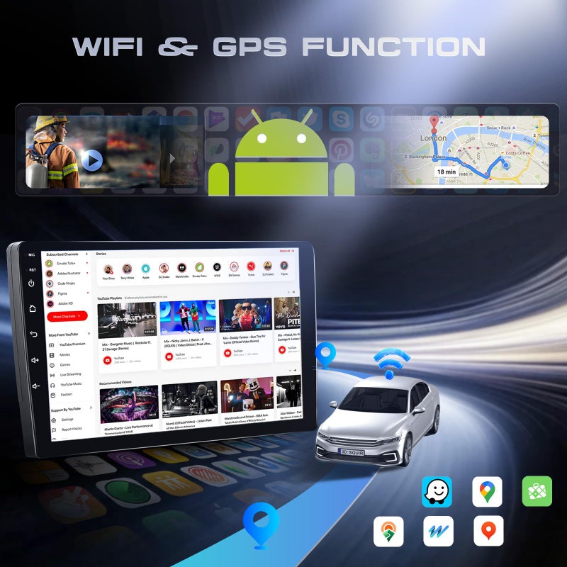 Podofo 4G+64G Car Radio Stereo for Honda Accord 2003-2007, Wireless CarPlay Android Auto 10.1 Inch IPS Touch Screen Android 13 GPS Head Unit WiFi Bluetooth DSP Audio USB Dual Mic HD Rear Camera - Image 4