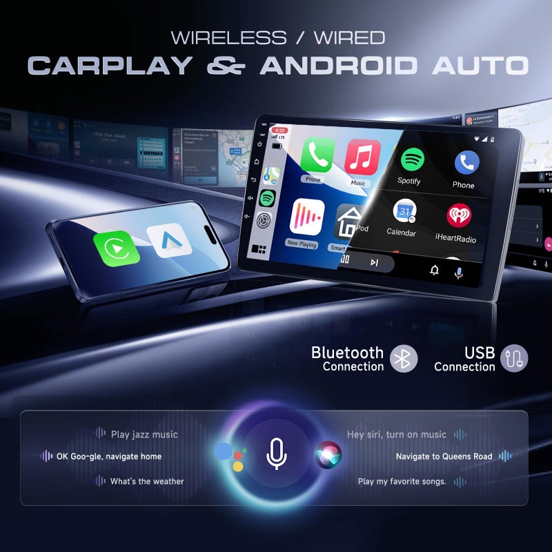 Podofo 4G+64G Car Radio Stereo for Honda Accord 2003-2007, Wireless CarPlay Android Auto 10.1 Inch IPS Touch Screen Android 13 GPS Head Unit WiFi Bluetooth DSP Audio USB Dual Mic HD Rear Camera - Image 2