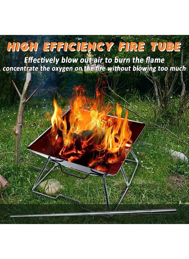 Arabest - BBQ Fire Pit Portable Campfire Pit Collapsible Stainless Steel Grill for Camping Picnic Patio Backyard and Garden with Fire Tube Carrying Bag（with Iron Carry Box） - Image 1