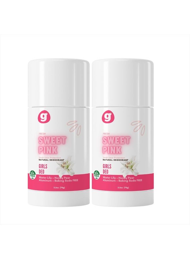 GROWING BASICS GrowingBasics Kids Deodorant for Girls Ages 6 & Up (Set of 2) (Sweet Pink) - Image 1