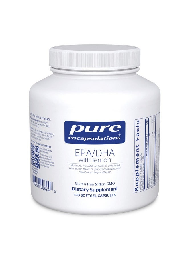 Pure Encapsulations - EpaDha With Lemon  Ultrapure Molecularly Distilled Fish Oil Concentrate With Lemon  120 Softgel Capsules - Image 1