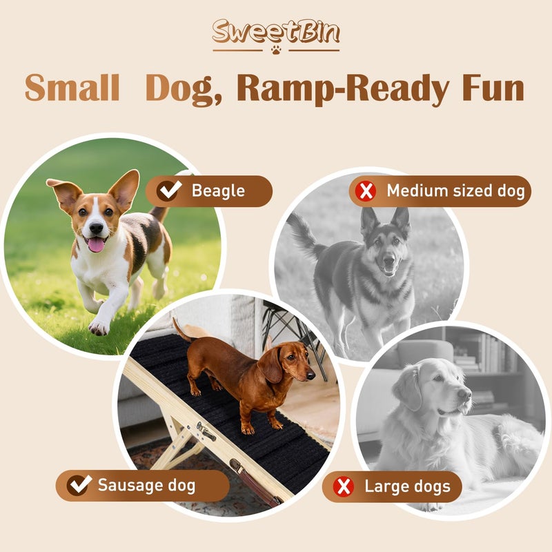 SweetBin 2026 Upgraded Dog Ramp for Couch - Foldable Small Dog Ramp for Bed - 4 Adjustable Height from 12" to 20" - Portable Pet Stairs with Non-Slip Pad - Pet Ramps Use for Low Bed Couch Steps Up to 60LBS - Image 5
