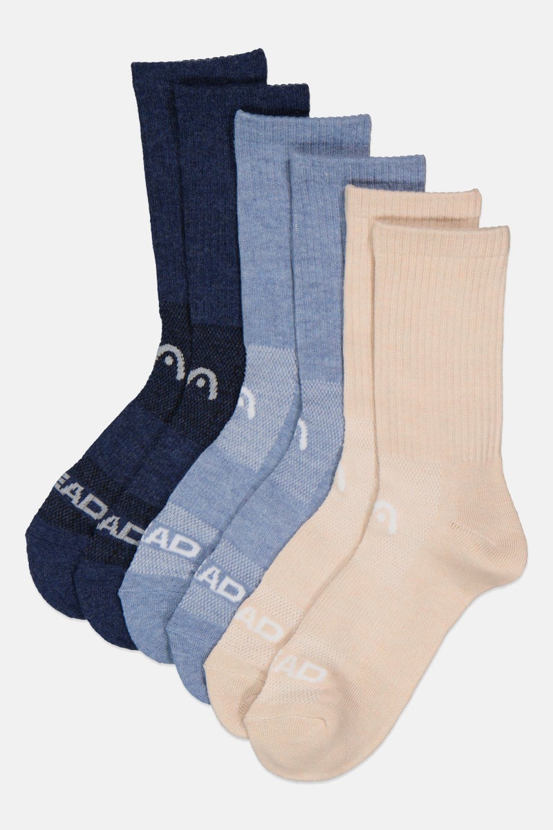 HEAD Women 6 Pair Brand Logo Crew Socks, Multicolor - Image 1