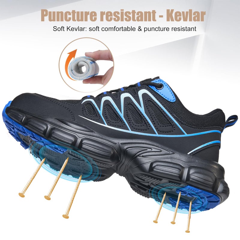Hogent Steel Toe Shoes for Women Men Wide Non Slip Composite Work Sneakers Indestructible Comfortable Safety Tennis Shoes Lightweight Breathable Construction Sneakers Puncture Proof Ergonomic Design - Image 5