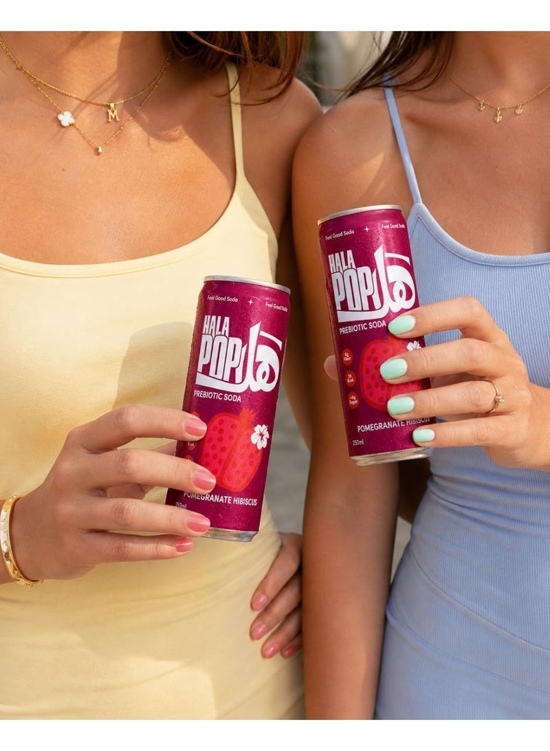 HalaPop Prebiotic Soda Pomegranate Hibiscus | 6g Fiber, No Added Sugar, Low Calorie Sparkling Drink | 4 x 250ml - Image 4