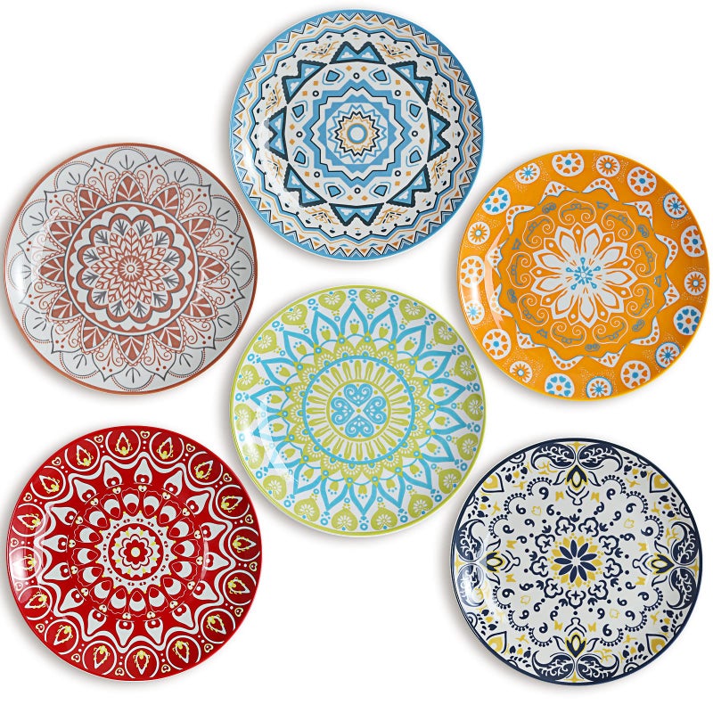 HAPPY KIT Dinner Plates -Colorful Ceramic Plates Dessert Salad Plates of 6 Great for Dessert, Appetizers, Small Dinner, - Image 2