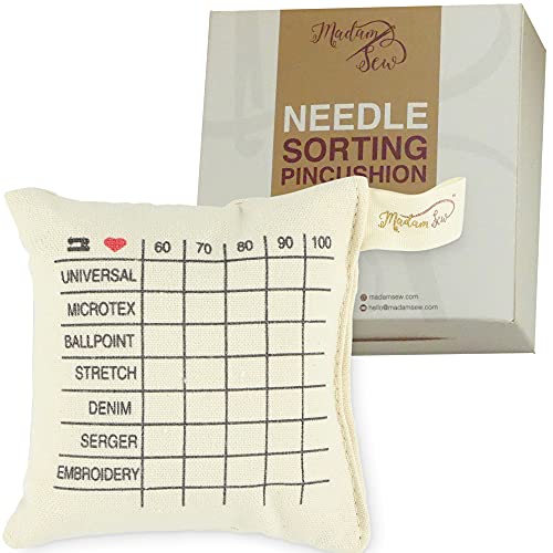 Madam Sew Needle Sorting Pin Cushion – Sewing Pin Holder Pincushion Organizes Sewing Machine Needles for Fast, Easy Identification – Sorts 5 Sizes and 7 Types of Quilting and Embroidery Needles - Image 1