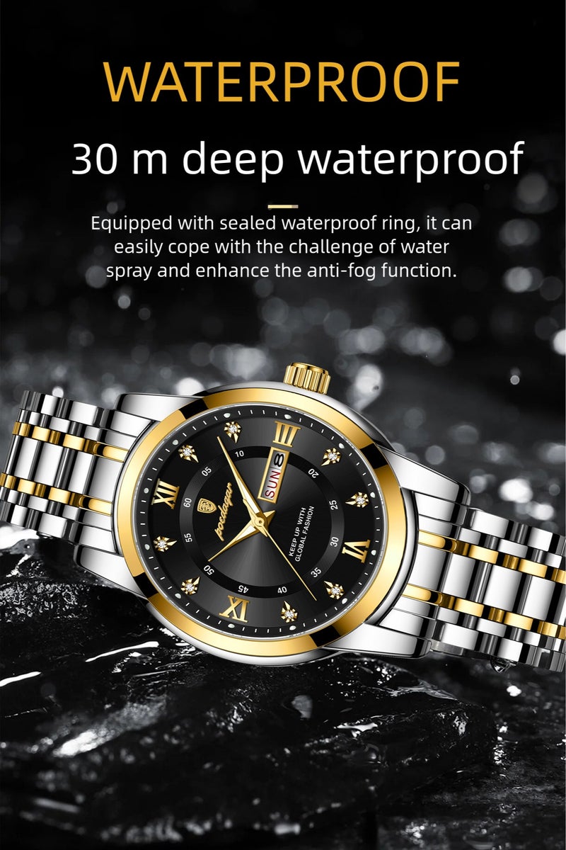 پوداجار ساعة رجالية مضيئة مقاومة للماء بهيكل كوارتز 41 ملم - Image 3