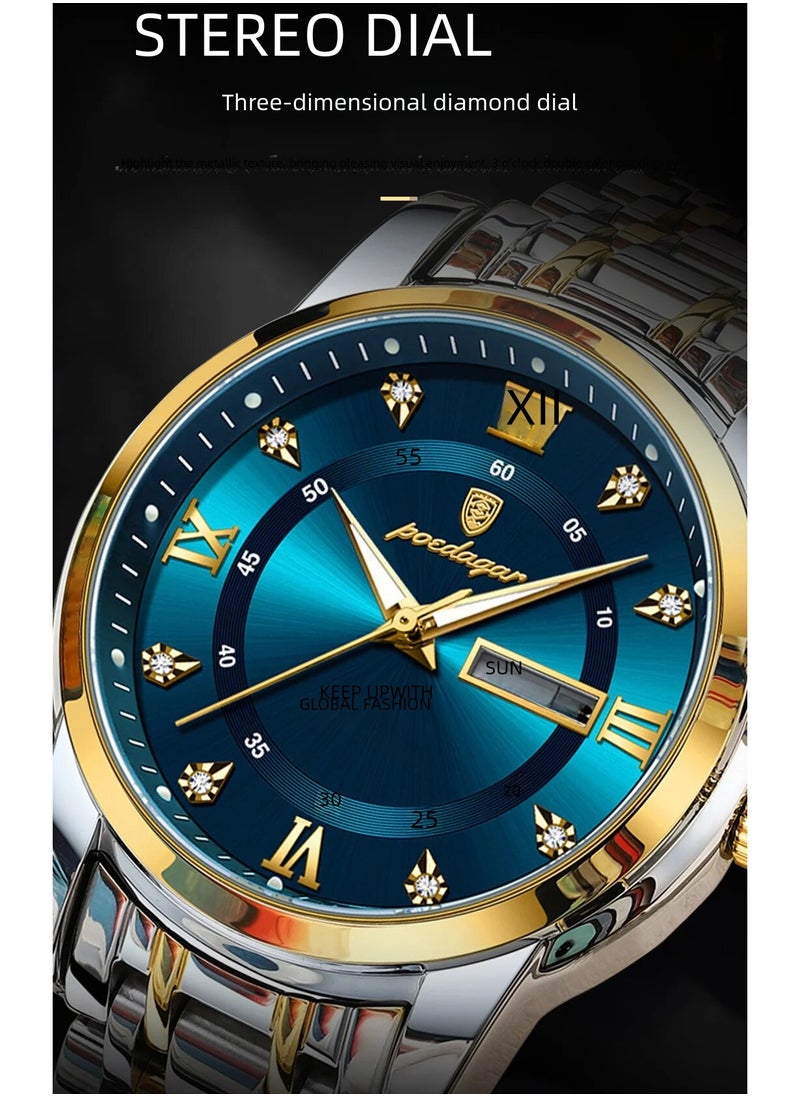 POEDAGAR Waterproof Luminous Men's Watch Quartz-Case 41mm  - Image 5