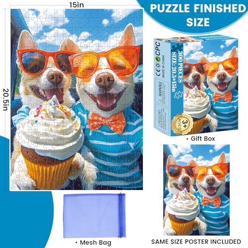 DAGIRT 300 Piece Puzzles for AdultsCute Puppy Jigsaw Puzzle for Adults Kids SeniorsRecycled Cardboard Selfie Puppy Piece Puzzle 300 PieceFamily Activity Great Gift for Family Friends 205 15 in - Image 5