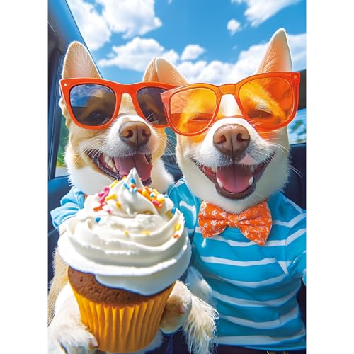DAGIRT 300 Piece Puzzles for AdultsCute Puppy Jigsaw Puzzle for Adults Kids SeniorsRecycled Cardboard Selfie Puppy Piece Puzzle 300 PieceFamily Activity Great Gift for Family Friends 205 15 in - Image 1