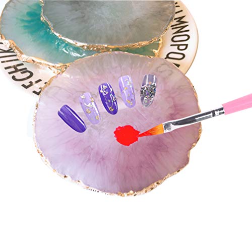 JASSINS Resin Nail Art Palette,Nail Art Painting Mixed Color Palette Gold Edge Nail Gel Color Makeup Display Board (Pink) - Image 3