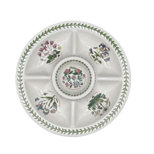Portmeirion Botanic Garden 14" Chip & Dip Platter - Porcelain Serving Dish with Assorted Floral Motifs, Ideal for Snacks & Appetizers, Dishwasher Safe, Made in England - Elegant Serving Accessories - Image 2
