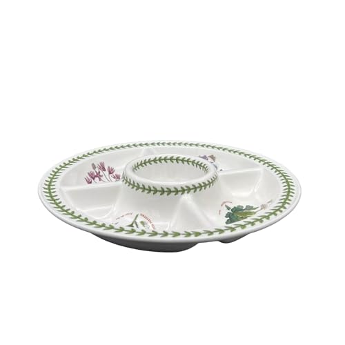 Portmeirion Botanic Garden 14" Chip & Dip Platter - Porcelain Serving Dish with Assorted Floral Motifs, Ideal for Snacks & Appetizers, Dishwasher Safe, Made in England - Elegant Serving Accessories - Image 3