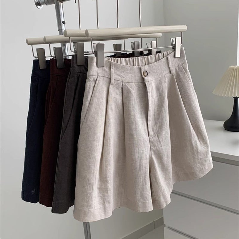 Women's Casual High-Rise Straight-Leg Shorts - Linen Blend - Image 4