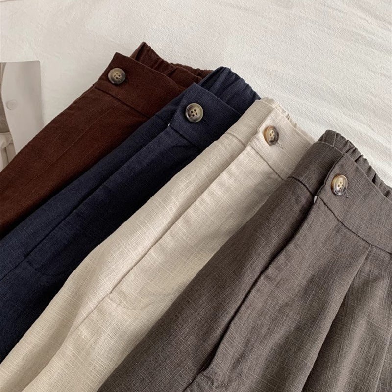 Women's Casual High-Rise Straight-Leg Shorts - Linen Blend - Image 3