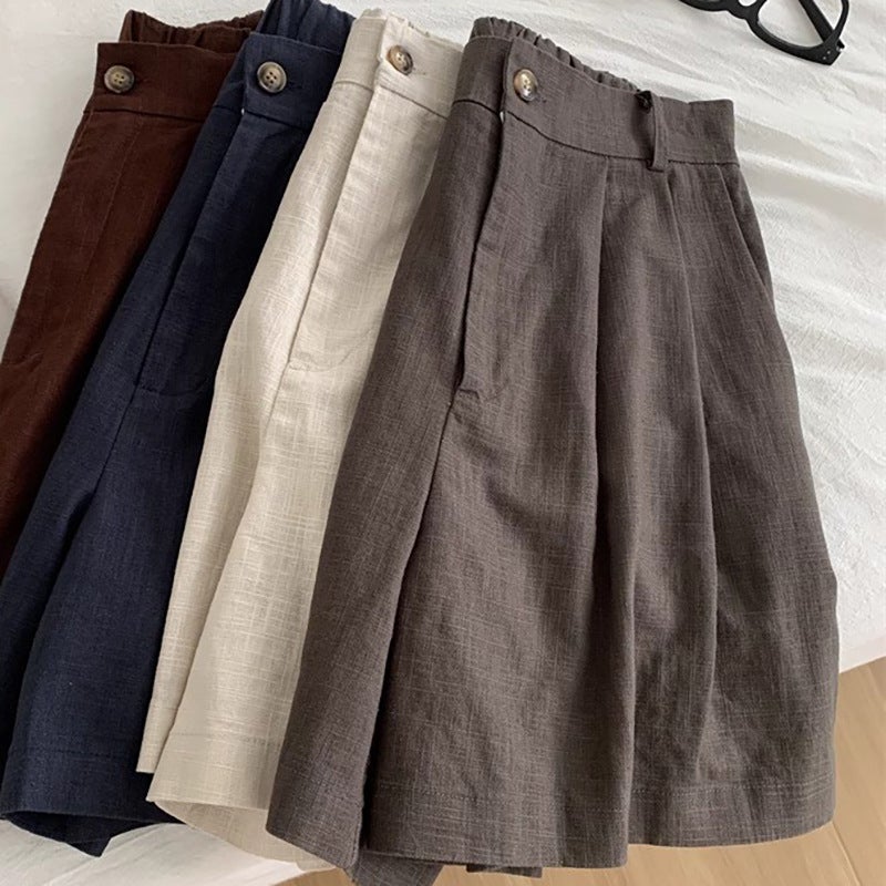 Women's Casual High-Rise Straight-Leg Shorts - Linen Blend - Image 2
