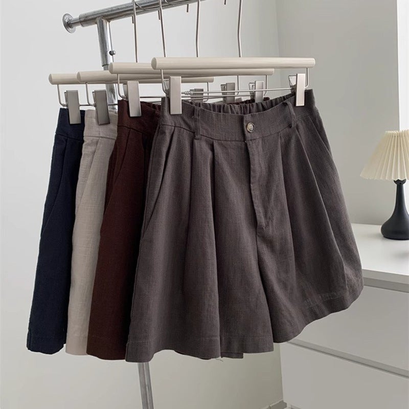 Women's Casual High-Rise Straight-Leg Shorts - Linen Blend - Image 1