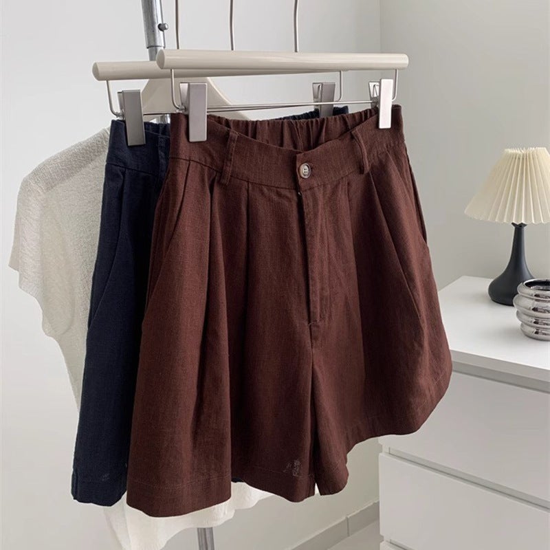 Women's Casual High-Rise Straight-Leg Shorts - Linen Blend - Image 5
