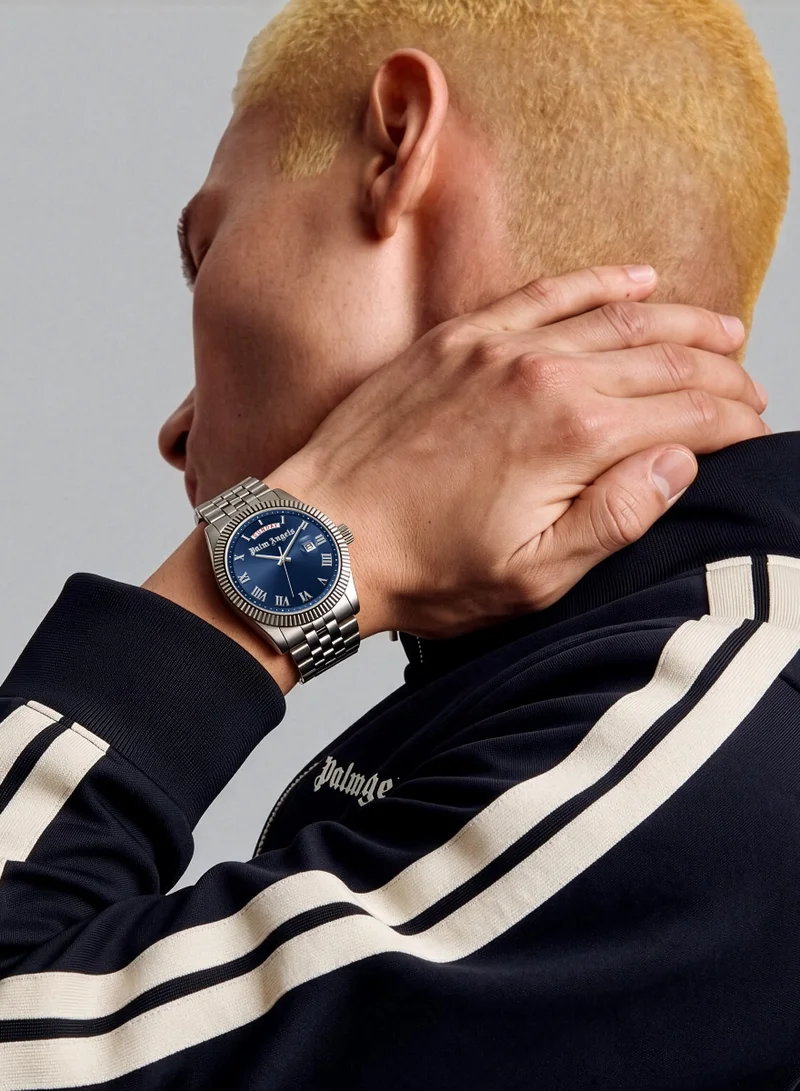 Palm Angels Blue Primo Blue Dial Silver Gold Stainless Steel Bracelet Analog Watch for Men, 42mm for Men | Best Price UAE
