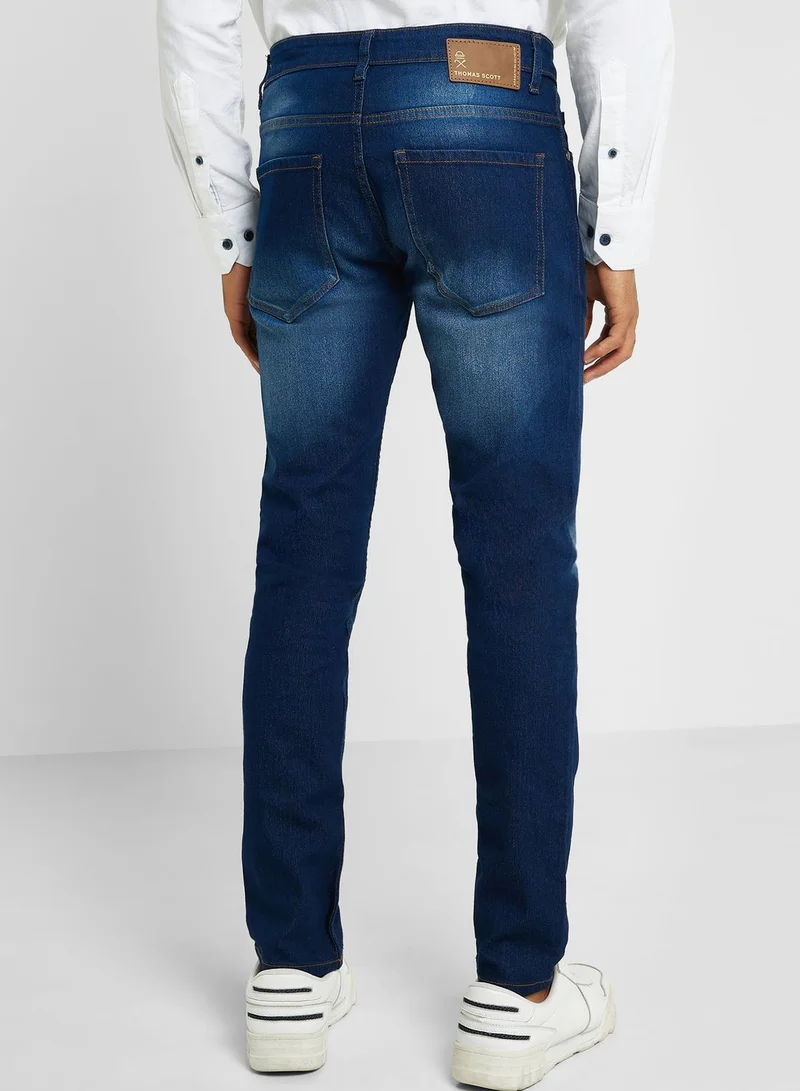 توماس سكوت Thomas Scott Men Smart Slim Fit Clean Look Light Fade Stretchable Jeans
