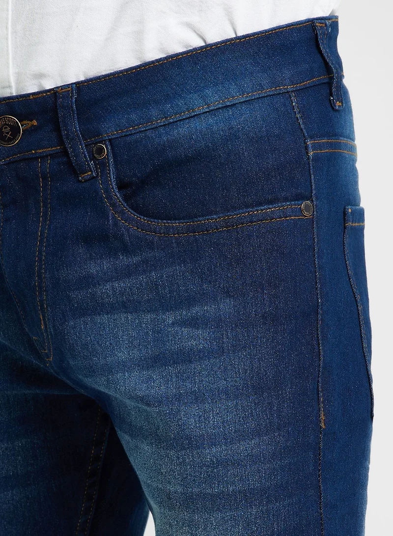 توماس سكوت Thomas Scott Men Smart Slim Fit Clean Look Light Fade Stretchable Jeans
