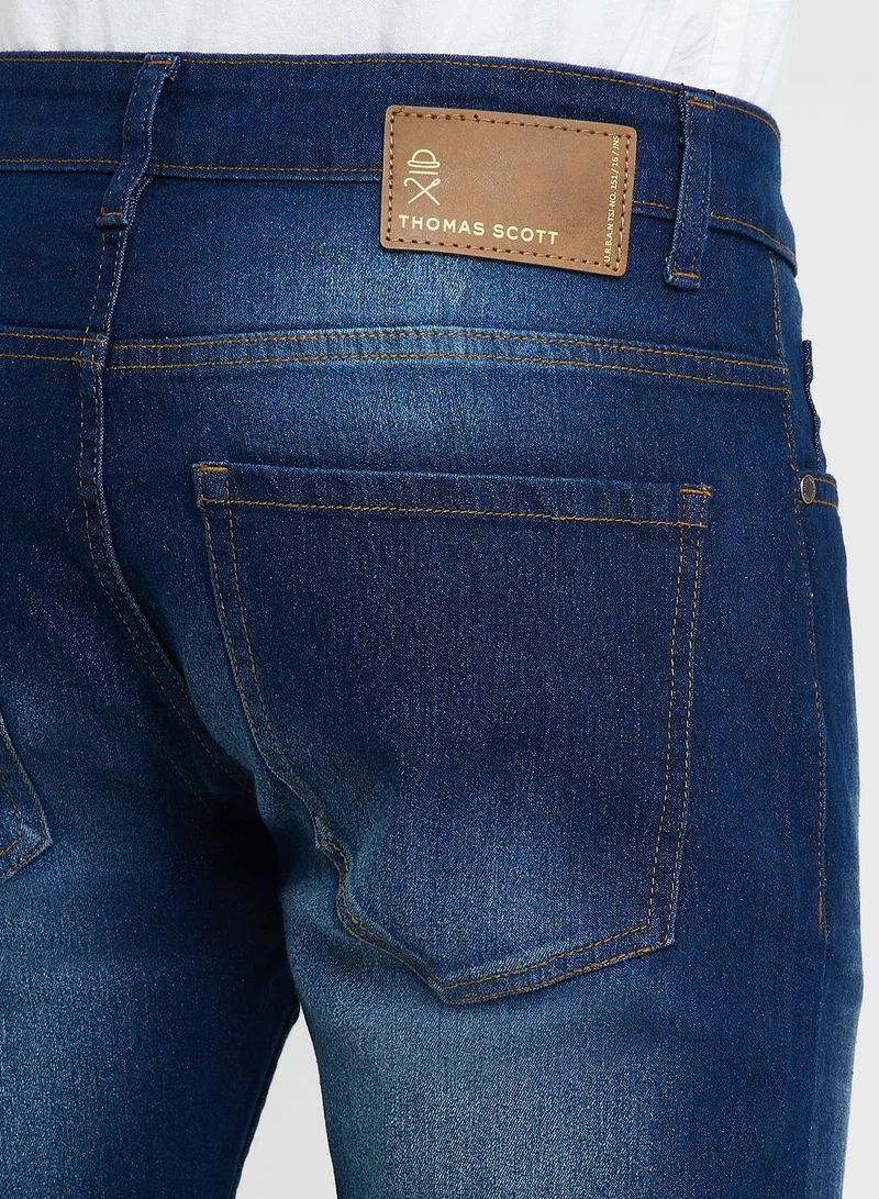 توماس سكوت Thomas Scott Men Smart Slim Fit Clean Look Light Fade Stretchable Jeans