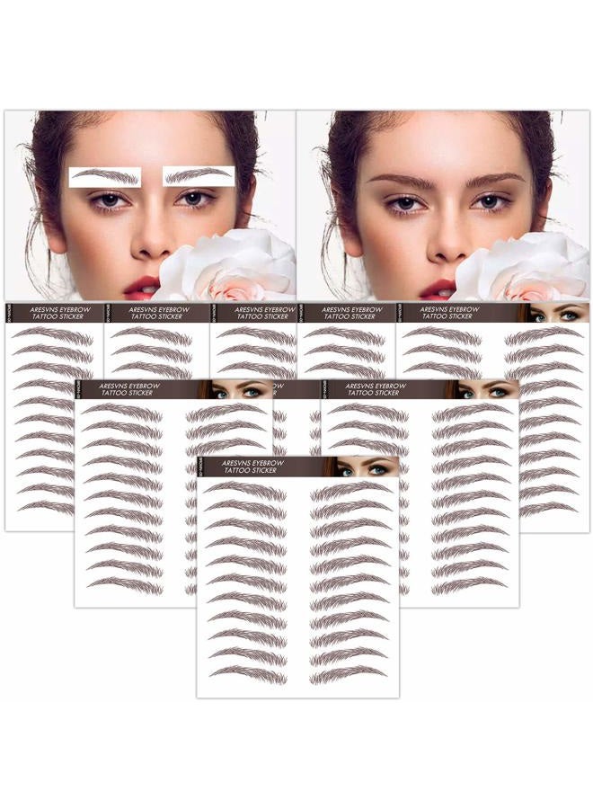 Aresvns Eyebrow Tattoo Stickers 99 Pairs! 9 Sheets Brown Fake Eyebrows,4D Tattoo Eyebrow with Real Hair,Eyebrow Transfer Stickers Christmas Gift - Image 1
