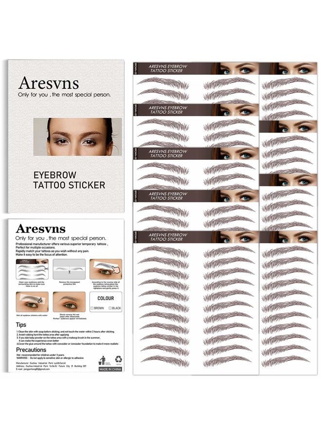 Aresvns Eyebrow Tattoo Stickers 99 Pairs! 9 Sheets Brown Fake Eyebrows,4D Tattoo Eyebrow with Real Hair,Eyebrow Transfer Stickers Christmas Gift - Image 3