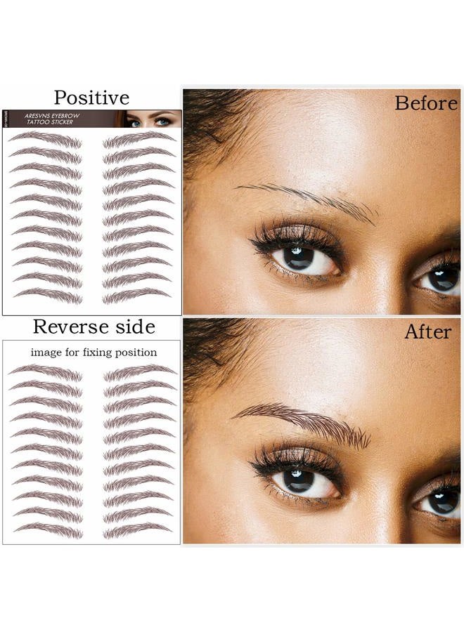 Aresvns Eyebrow Tattoo Stickers 99 Pairs! 9 Sheets Brown Fake Eyebrows,4D Tattoo Eyebrow with Real Hair,Eyebrow Transfer Stickers Christmas Gift - Image 2