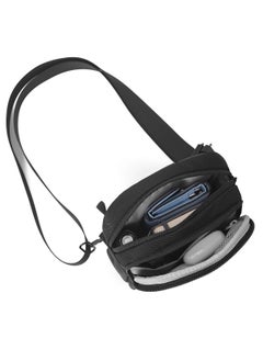 XD DESIGN Boxy Sling | Adjustable Cross Body Bag, 3-Ways to Wear (Cross Body, Shoulder, Waist), Hidden Rear & Water Bottle Pockets, Recycled Fabric, Ideal for City Tour - Black  - Image 2